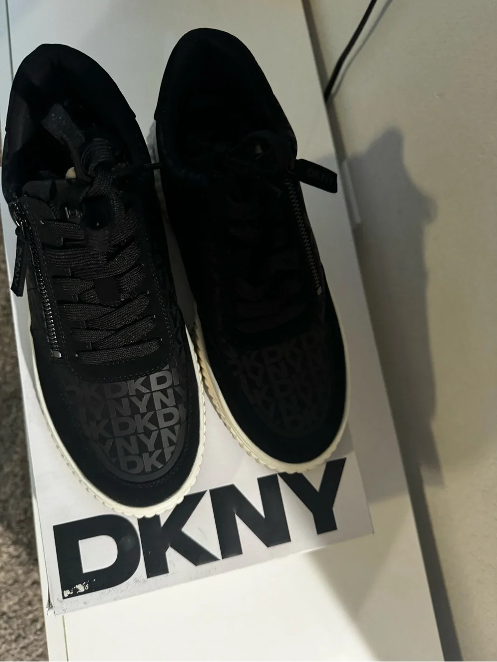 DKNY Black Logo-Print Women's Sneakers